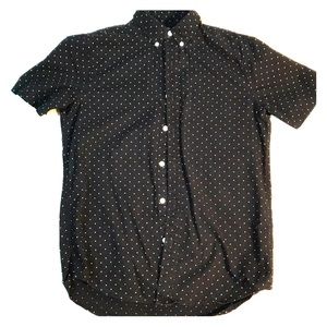 Black and Polka Dot Short Sleeve Button Down